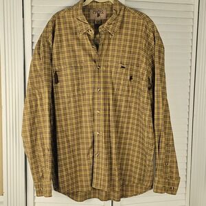 Madison Creek Mens Tan Plaid Long Sleeve Button Down Shirt XL